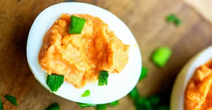 Buffalo Chicken Stuffed Deviled Eggs