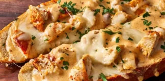 Chicken Alfredo Stuffed Garlic Bread Chicken Alfredo Stuffed Garlic Bread