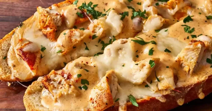 Chicken Alfredo Stuffed Garlic Bread