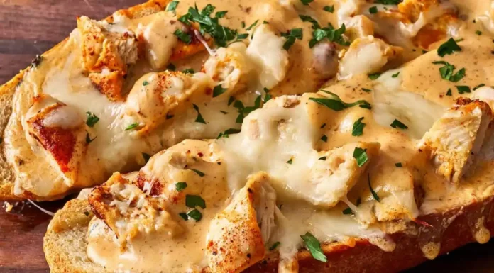 Chicken Alfredo Stuffed Garlic Bread Chicken Alfredo Stuffed Garlic Bread