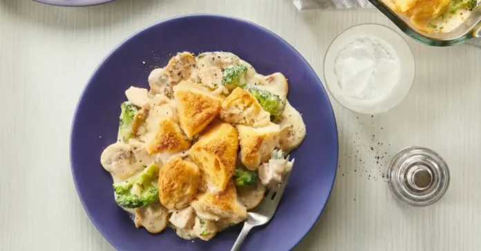 Chicken Alfredo Biscuit Bake