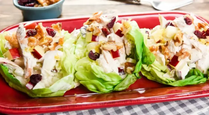 Chicken Waldorf Salad Lettuce Cups Recipe for Lunch Chicken Apple Waldorf Lettuce Wraps
