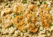 Chicken and Rice Casserole with Cream of Mushroom Soup Chicken Mushroom Rice Bake