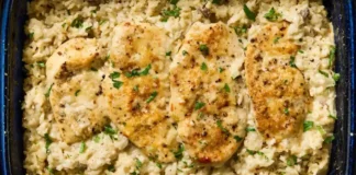 Chicken and Rice Casserole with Cream of Mushroom Soup Chicken Mushroom Rice Bake