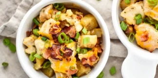 Chicken Bacon Ranch Potato Bake Easy Dinner Recipe Chicken and Ranch Deviled Potatoes